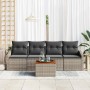 Conjunto de sofá de jardín con cojín 5 pcs Gris Poliratán