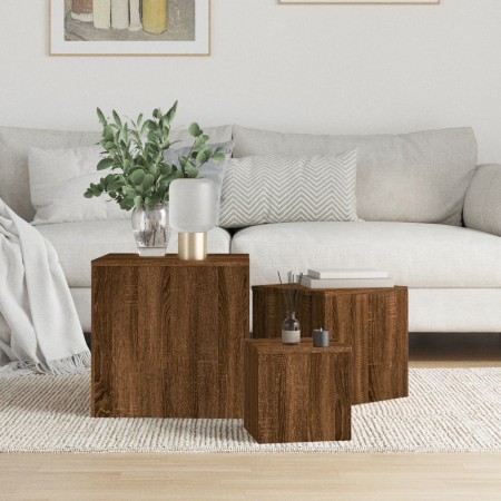 Beistelltische 3 Stück Eichenbraunes Sperrholz von vidaXL, Seitentische - Ref: Foro24-815989, Preis: 70,12 €, Rabatt: %
