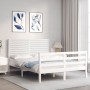 Estructura de cama con cabecero madera maciza blanco 120x200 cm