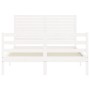 Estructura de cama con cabecero madera maciza blanco 120x200 cm