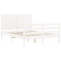 Estructura de cama con cabecero madera maciza blanco 140x200 cm