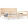 Estructura de cama con cabecero madera maciza 200x200 cm