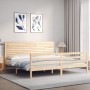 Estructura de cama con cabecero madera maciza 200x200 cm