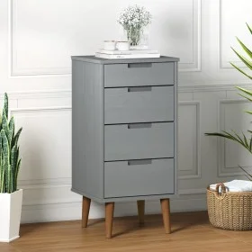 Bedside table MOLDE made of solid gray pine wood 40x35x82 cm by vidaXL, Drawers - Ref: Foro24-350503, Price: 134,59 €, Discou...
