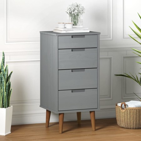 Bedside table MOLDE made of solid gray pine wood 40x35x82 cm by vidaXL, Drawers - Ref: Foro24-350503, Price: 137,38 €, Discou...