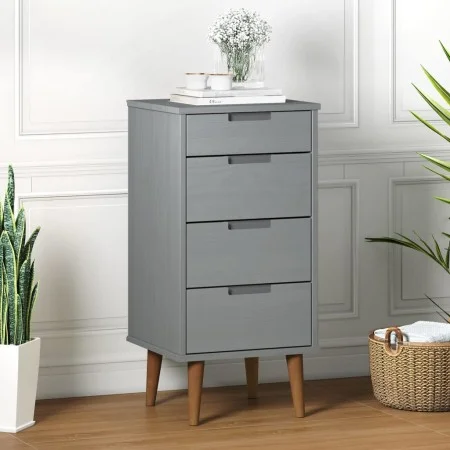 Bedside table MOLDE made of solid gray pine wood 40x35x82 cm by vidaXL, Drawers - Ref: Foro24-350503, Price: 134,59 €, Discou...