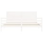 Estructura de cama con cabecero madera maciza blanco 200x200 cm