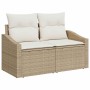 Conjunto de sofá de jardín con cojín 5 pcs Beige Poliratán