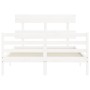 Estructura de cama con cabecero madera maciza blanco 120x200 cm