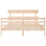 Estructura de cama de matrimonio con cabecero madera maciza
