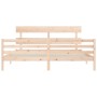 Estructura de cama con cabecero madera maciza 200x200 cm