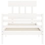 Estructura de cama con cabecero madera maciza blanco