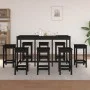 Set de bar 9 piezas madera maciza de pino negro de vidaXL, muebles para cocinas y comedores - Ref: Foro24-3124721, Precio: 55...