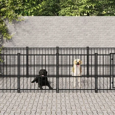 Steel outdoor kennel 13.14 m² by vidaXL, Dog kennels and fences - Ref: Foro24-3124603, Price: 601,10 €, Discount: %