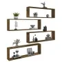 Kubisches Wandregal, 4 Stück, geräuchertes Eichenholz, 100 x 15 x 30 cm von vidaXL, Regale und Regale - Ref: Foro24-815907, P...