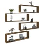 Kubisches Wandregal, 4 Stück, geräuchertes Eichenholz, 100 x 15 x 30 cm von vidaXL, Regale und Regale - Ref: Foro24-815907, P...