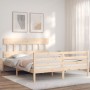 Estructura de cama de matrimonio con cabecero madera maciza
