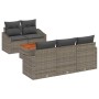Conjunto de sofá de jardín con cojín 6 pcs Gris Poliratán