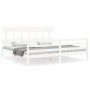 Estructura de cama con cabecero madera maciza blanco 200x200 cm