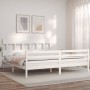 Estructura de cama con cabecero madera maciza blanco 200x200 cm