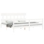 Estructura de cama con cabecero madera maciza blanco 200x200 cm