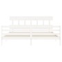 Estructura de cama con cabecero madera maciza blanco 200x200 cm