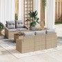 Conjunto de sofá de jardín con cojín 6 pcs Beige Poliratán
