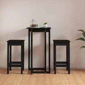 3-piece bar set solid black pine wood by vidaXL, Furniture sets for kitchens and dining rooms - Ref: Foro24-3124731, Price: 1...