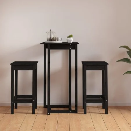 3-piece bar set solid black pine wood by vidaXL, Furniture sets for kitchens and dining rooms - Ref: Foro24-3124731, Price: 1...