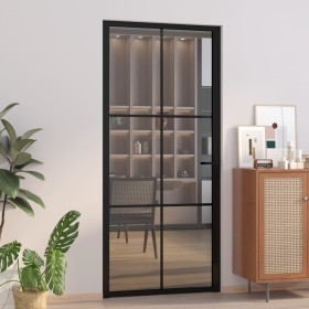 Interior door EGS glass and black aluminum 93x201.5 cm by vidaXL, Doors for the home - Ref: Foro24-350566, Price: 262,93 €, D...