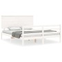 Estructura de cama matrimonio con cabecero madera maciza blanco