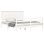 Estructura de cama matrimonio con cabecero madera maciza blanco
