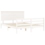 Estructura de cama matrimonio con cabecero madera maciza blanco