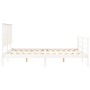Estructura de cama matrimonio con cabecero madera maciza blanco