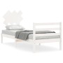 Estructura de cama con cabecero madera maciza blanco