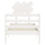 Estructura de cama con cabecero madera maciza blanco