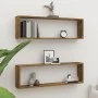 Cubic wall shelf 2 pcs smoked oak wood 100x15x30cm by vidaXL, Shelves and shelves - Ref: Foro24-815906, Price: 31,76 €, Disco...