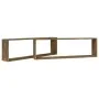 Cubic wall shelf 2 pcs smoked oak wood 100x15x30cm by vidaXL, Shelves and shelves - Ref: Foro24-815906, Price: 31,76 €, Disco...
