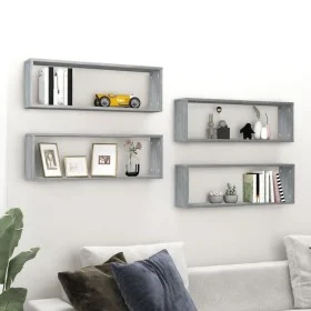 Cubic wall shelf 4 pcs gray Sonoma wood 80x15x26.5 cm by vidaXL, Shelves and shelves - Ref: Foro24-815919, Price: 49,43 €, Di...