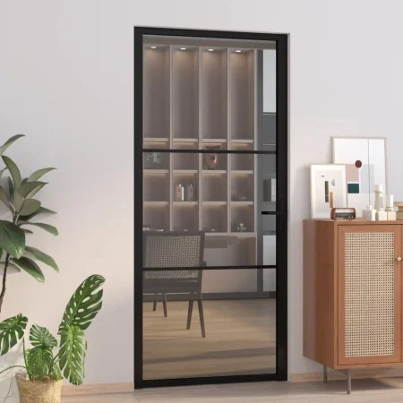 Innentür ESG Glas und schwarzes Aluminium 93x201,5 cm von vidaXL, Türen für zu Hause - Ref: Foro24-350562, Preis: 259,64 €, R...