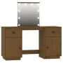 Vanity Set with LED Solid Honey Brown Pine Wood by vidaXL, Bedroom Dressers - Ref: Foro24-3107842, Price: 255,71 €, Discount: %
