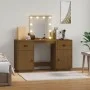 Vanity Set with LED Solid Honey Brown Pine Wood by vidaXL, Bedroom Dressers - Ref: Foro24-3107842, Price: 255,71 €, Discount: %