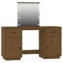 Vanity Set with LED Solid Honey Brown Pine Wood by vidaXL, Bedroom Dressers - Ref: Foro24-3107842, Price: 255,71 €, Discount: %