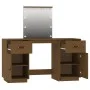 Vanity Set with LED Solid Honey Brown Pine Wood by vidaXL, Bedroom Dressers - Ref: Foro24-3107842, Price: 255,71 €, Discount: %