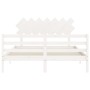 Estructura de cama matrimonio con cabecero madera maciza blanco