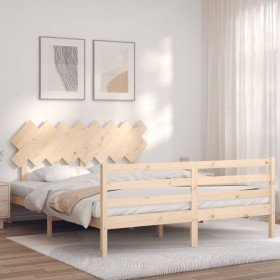Estructura de cama con cabecero madera maciza 160x200 cm Estructura de cama con cabecero madera maciza 160x200 cm
