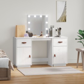 Waschtischset mit LED aus massivem weißem Kiefernholz von vidaXL, Schlafzimmerkommoden - Ref: Foro24-3107840, Preis: 279,90 €...