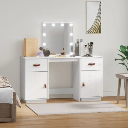 Waschtischset mit LED aus massivem weißem Kiefernholz von vidaXL, Schlafzimmerkommoden - Ref: Foro24-3107840, Preis: 275,87 €...