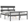 Cama de matrimonio personas mayores cabecero madera maciza gris