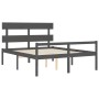 Cama de matrimonio personas mayores cabecero madera maciza gris